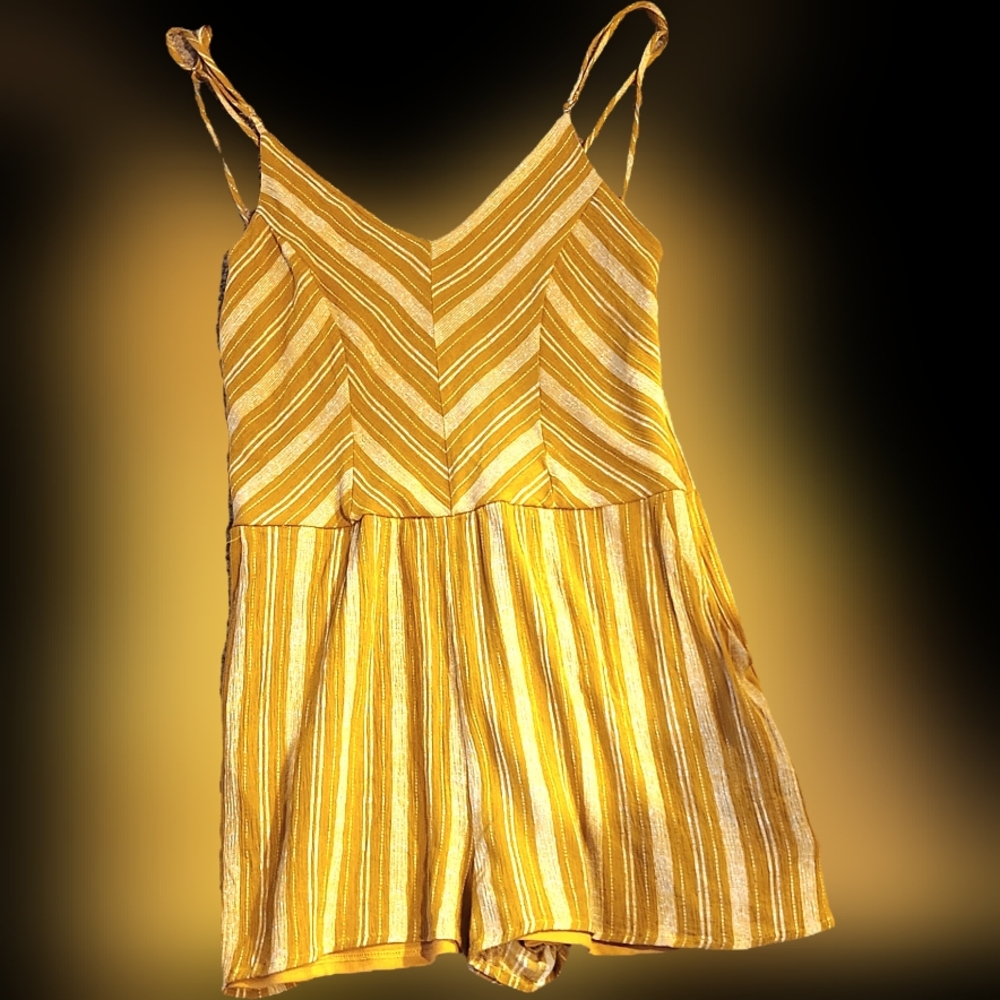 One Clothing Yellow Pleated Rumper Sleeveless Resort Wear
